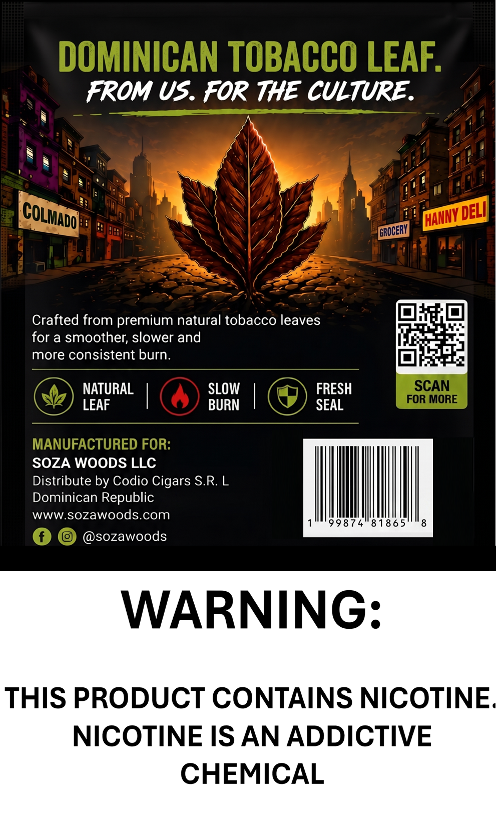 1 box containing 5 packs, each with 5 tobacco leaves.