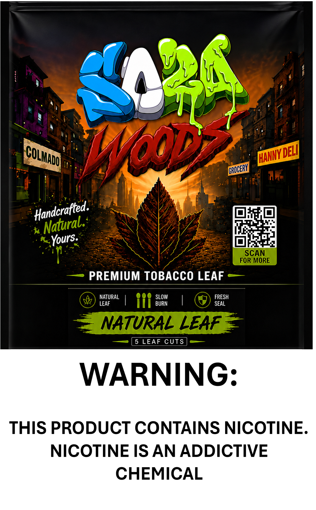 1 box containing 5 packs, each with 5 tobacco leaves.